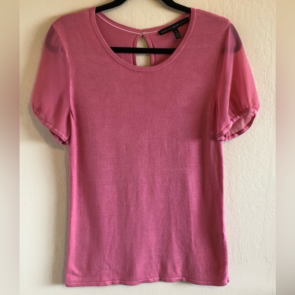 WHBM Melon Blouse Seer Sleeves NWOT Size Medium